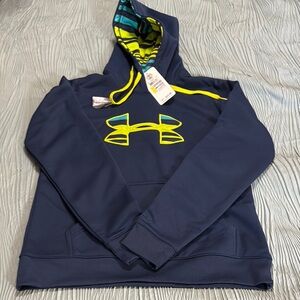 Under Armour Dark Blue “Storm” Hoodie with Bright Yellow Accents